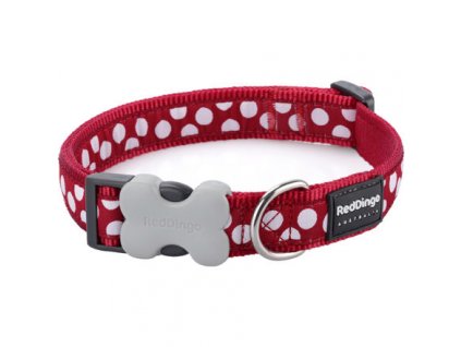 Red Dingo obojek – White Spots on Red – 20 mm x 30-47 cm