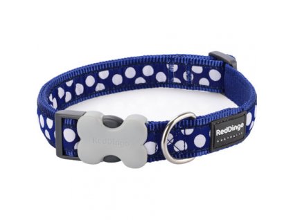 Red Dingo obojek – White Spots on Navy – 20 mm x 30-47 cm