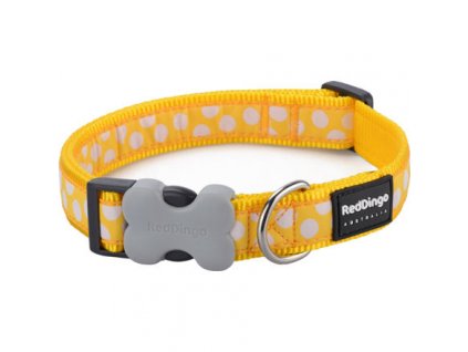 Red Dingo obojek – White Spots on Yellow – 20 mm x 30-47 cm