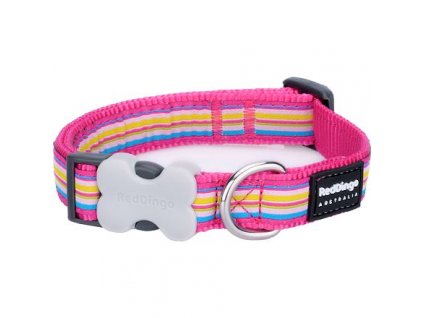 Red Dingo obojek – Horizontal Stripes Hot Pink – 20 mm x 30-47 cm