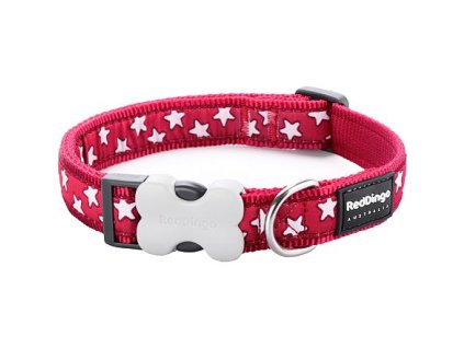 Red Dingo obojek – Stars White on Red – 25 mm x 41-63 cm