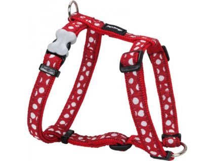 Red Dingo postroj – White Spots on Red – 12 mm x 30-44 cm