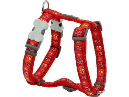 Red Dingo postroj – Paw Impressions Red – 12 mm x 30-44 cm