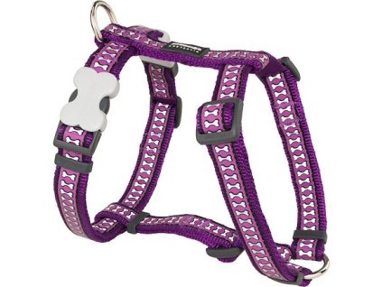 Red Dingo postroj reflexní – Bones Purple – 12 mm x 30-44 cm