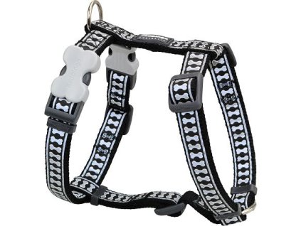 Red Dingo postroj reflexní – Bones Black – 12 mm x 30-44 cm