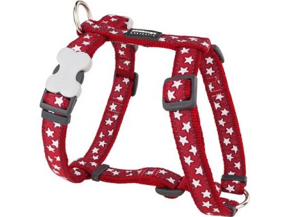 Red Dingo postroj – Stars White on Red – 15 mm x 36-54 cm