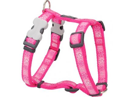 Red Dingo postroj – Paw Impressions Hot Pink – 20 mm x 45-66 cm