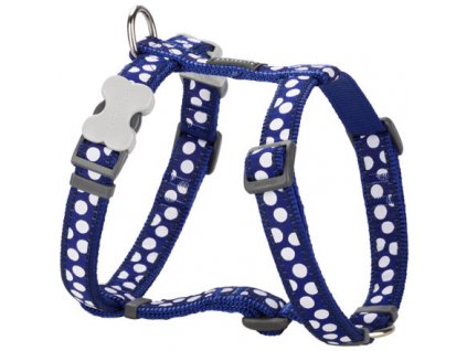 Red Dingo postroj – White Spots on Navy – 20 mm x 45-66 cm