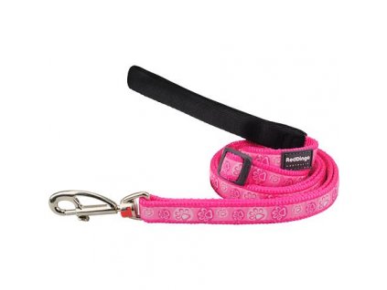Red Dingo vodítko – Paw Impressions Hot Pink – 12 mm x 1,8 m