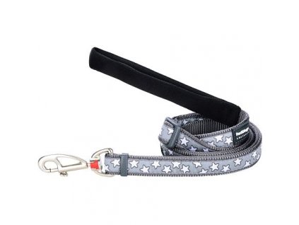 Red Dingo vodítko – Stars White on Grey – 20 mm x 1,8 m