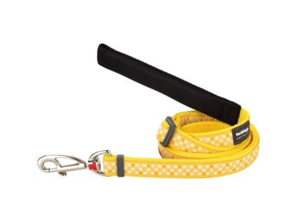Red Dingo vodítko – Gingham Yellow – 25 mm x 1,8 m