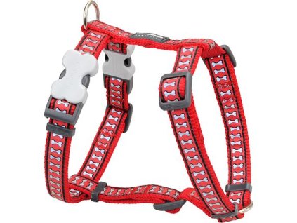 Red Dingo postroj reflexní – Bones Red – 12 mm x 30-44 cm