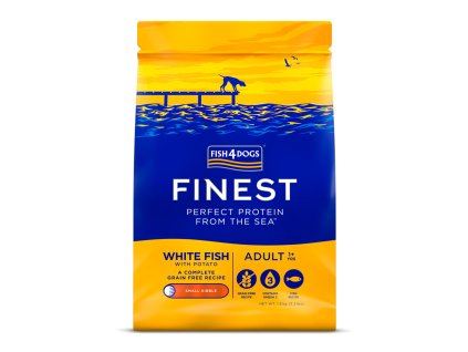 FISH4DOGS Granule malé pro dospělé psy Finest bílá ryba s bramborami 1,5 kg, 1+