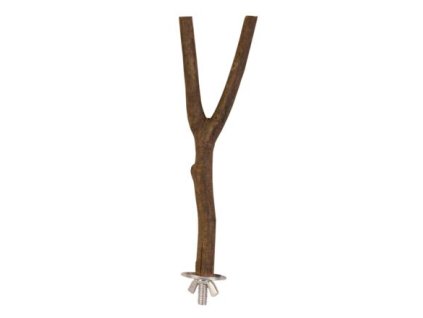 Dřevěné bidýlko Y s kovovým úchytem do klece 20cm/15mm