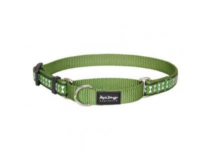 Red Dingo obojek polostahovací reflexní – Bones Green – 25 mm x 41-62 cm