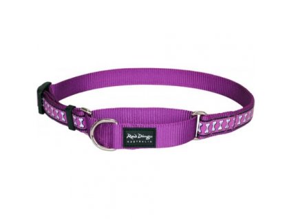 Red Dingo obojek polostahovací reflexní – Bones Purple – 25 mm x 41-62 cm