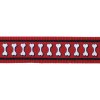 Red Dingo obojek polostahovací reflexní – Bones Red – 20 mm x 30-44 cm
