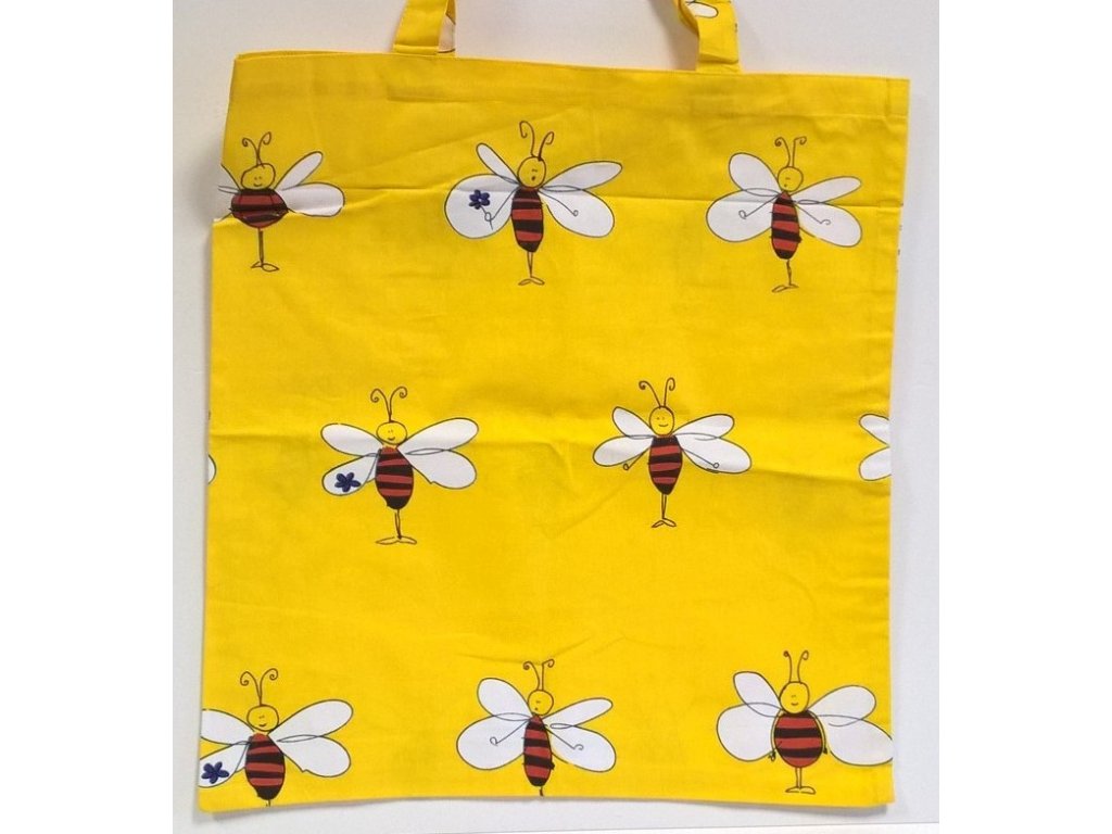 Taška plátěná žlutá s potiskem včelek