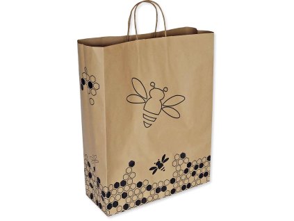 Taška papírová M potisk včela 18x22 cm