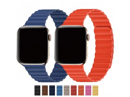 Kožený magnetický loop řemínek pro Apple Watch 42mm/44mm společné