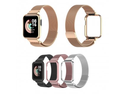 Milánský tah celokovový náhradní náramek s pouzdrem pro Xiaomi Mi Watch Lite společný 1