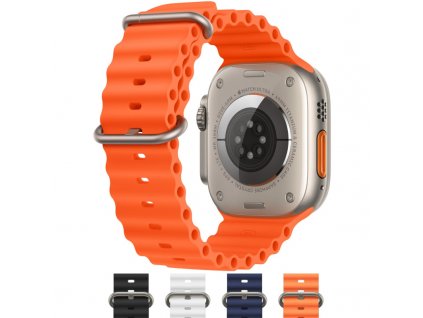 Oceánský silikonový vroubkovaný řemínek pro Apple Watch 42mm/44mm/45mm/49mm společný