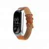 Kožený náhradní náramek pro Mi Band 5 hnědá stříbrná