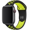 Sportovní silikonový perforovaný řemínek pro Apple Watch 42mm/44mm - reflexní zelená černá