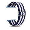 Kožený magnetický loop řemínek pro Apple Watch 42mm/44mm pruhy bílá tmavě modrá