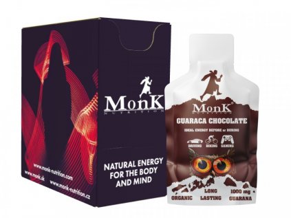 Monk Guaraca Chocolate, BIO energetický gel, 30 g, balení 15 ks Monk Nutrition