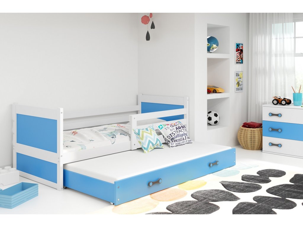 dětská jednolůžková postel s přistýlkou RICO 2 BÍLÁ MODRA