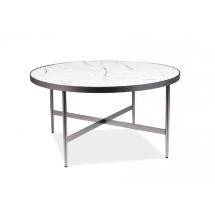 okouzlující konferenční stolek DOLORES B, nabízející kovovou konstrukci a efekt bílého mramoru