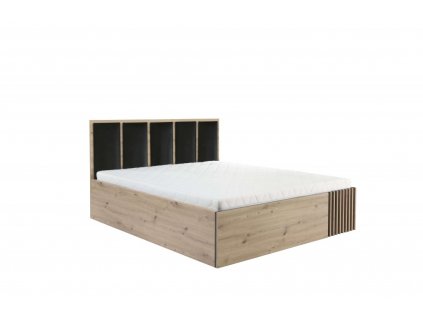 Pohodlná postel KALLI c16, v nadčasovém barevném provedení dub artisan cerná