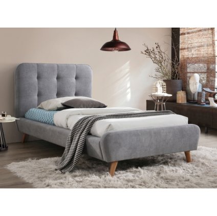 Vkusná čalouněná jednolůžková postel TIFFANY, v moderním šedém provedení