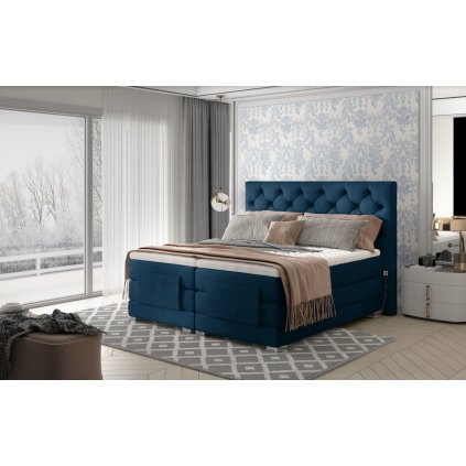 manželská postel clover elektrická s prošívaným celém clo12 modra