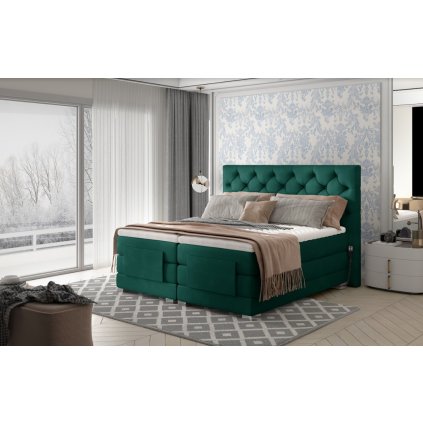manželská postel clover elektrická s presivanym celém clo10 smaragodově zelena