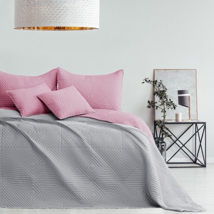 Přehoz na postel Softa růžová šedá 170x210 aranž 2