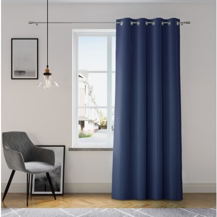 stínící zavěs oxford eyelets navy 140x250cm na okně