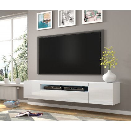 TV stolek AURA 200 | bílý - bílý lesk