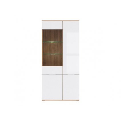 Stylová vitrína ZELE REG1W3D, vyrobená v moderním bílém vzhledu