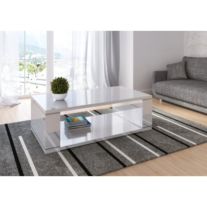 praktický konferenční stolek liliana bílý mat v obývacím pokoji