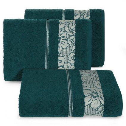 moderně tyrkysové ručníky sylvia s květovaným potiskem 50x90cm
