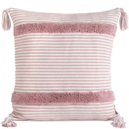 bavlněný povlak na polštář růžový s třásněmi