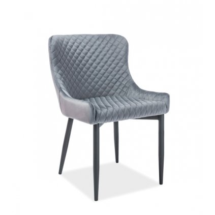 Zajímavá jídelní židle COLIN B Velvet, v šedém barevném provedení