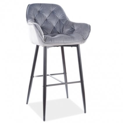 Unikátní barová židle CHERRY H 1 VELVET, v moderním šedém provedení