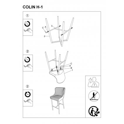 barova židle colin b bh h1 bluvel 19