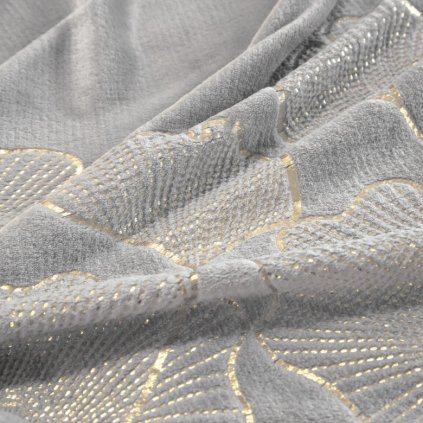 moderní flanelová deka ginko 150x200cm šedá s potiskem