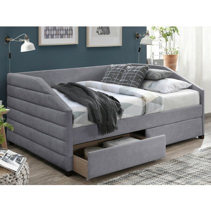 pohodlná šedá postel NADIA VELVET 120 x 200 cm