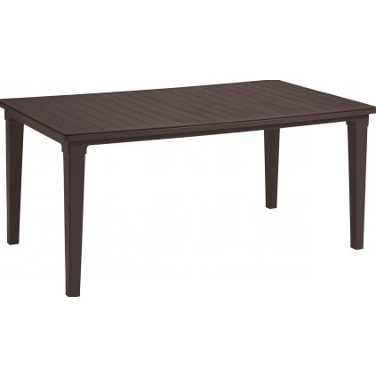 hnědý plastový stůl morrow s prvky imitací dřeva