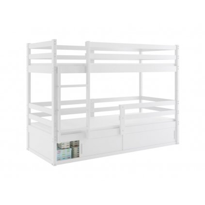 patrová postel s ulozným průtorem bingo v bílé barvě